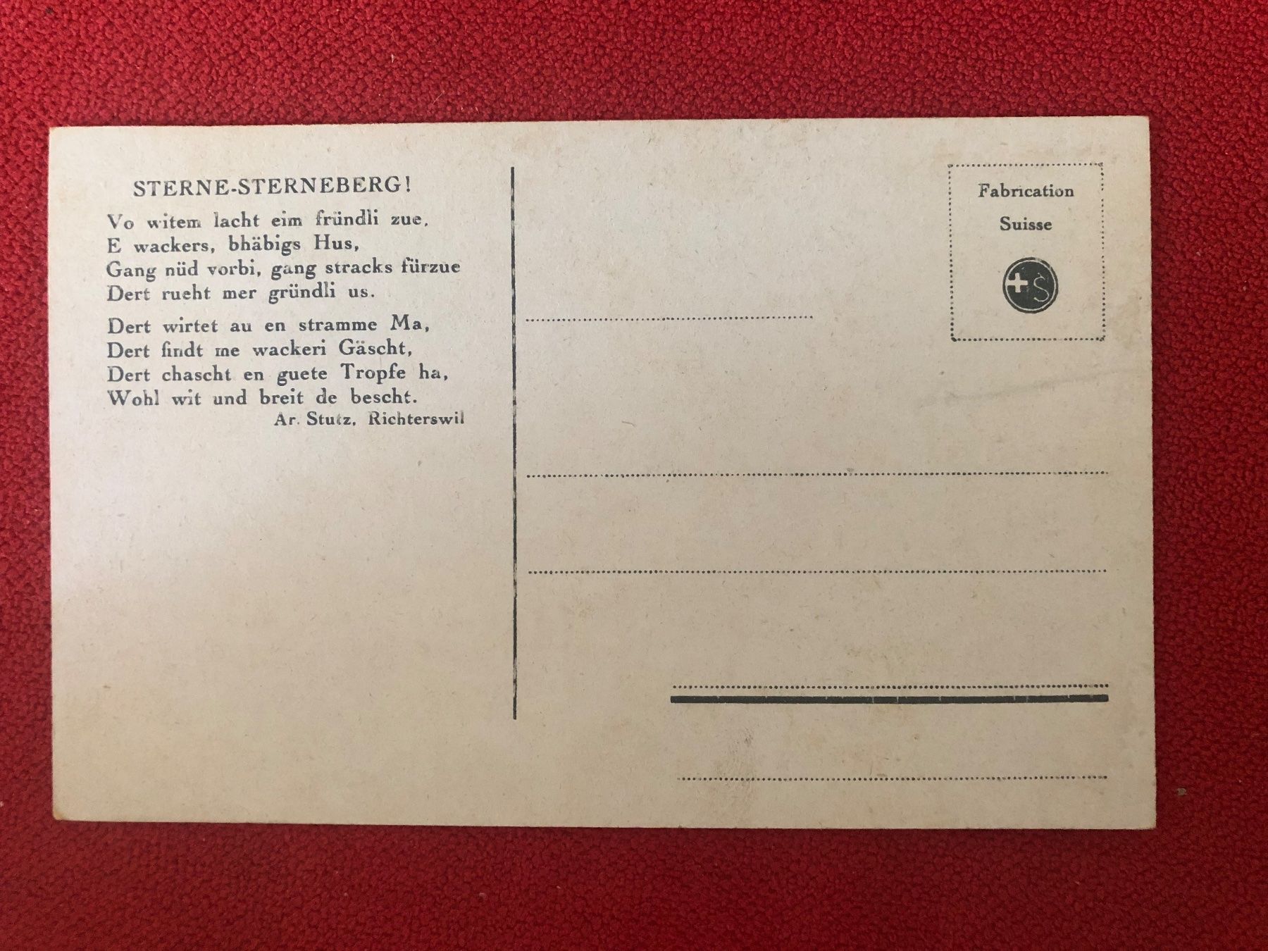 Cartoline postali: Antike Ansichtskarte STERNENBERG 1910 Hotel STERNEN – Usato da Lufingen venduto da Rac0 1