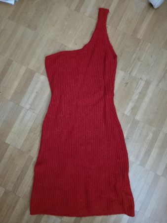 Red One-Shoulder Knit Dress