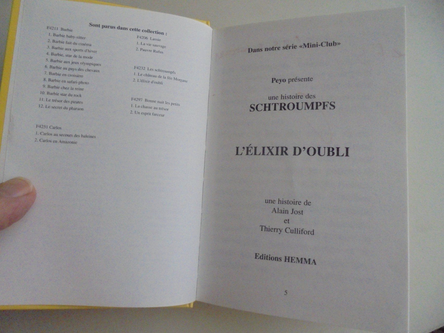 Libri: les schtroumpfs " l' élixir de l' oubli " format poche – Usato da Crissier venduto da Promopost 2
