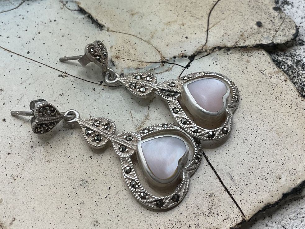 Ohrringe & -stecker: Vintage Ohrstecker, Sterlingsilber mit Perlmutt – Gebraucht aus luzern von Alpendorf1 3