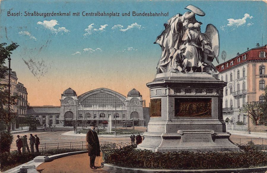 Cartoline postali: Basel, Centralbahnplatz, gelaufen Feldpost BATAILLON N° 68 – Usato da Frauenfeld venduto da POML