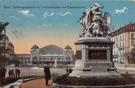 Basel, Centralbahnplatz, gelaufen Feldpost BATAILLON N° 68