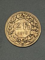Schweizer 2 Fr. Münze, Jahrgang 1878, Top Zustand!