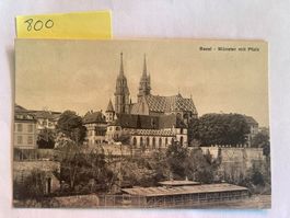 alte Ansichtskarte Basel Münster mit Pfalz, 1914
