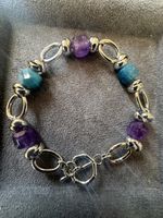 Armband mit Amethyst und Apatit, Handarbeit, Neu