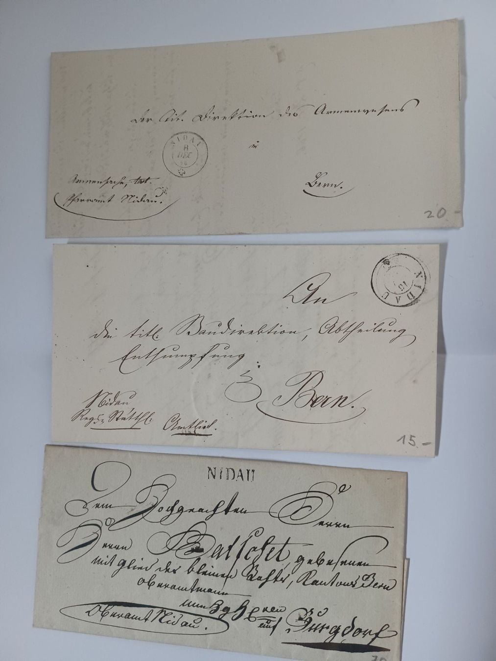 Alle Briefmarken: Sammlung von 9 Belegen Vorphilatelie "NIDAU" – Gebraucht aus Ipsach von rud_9wkq 1