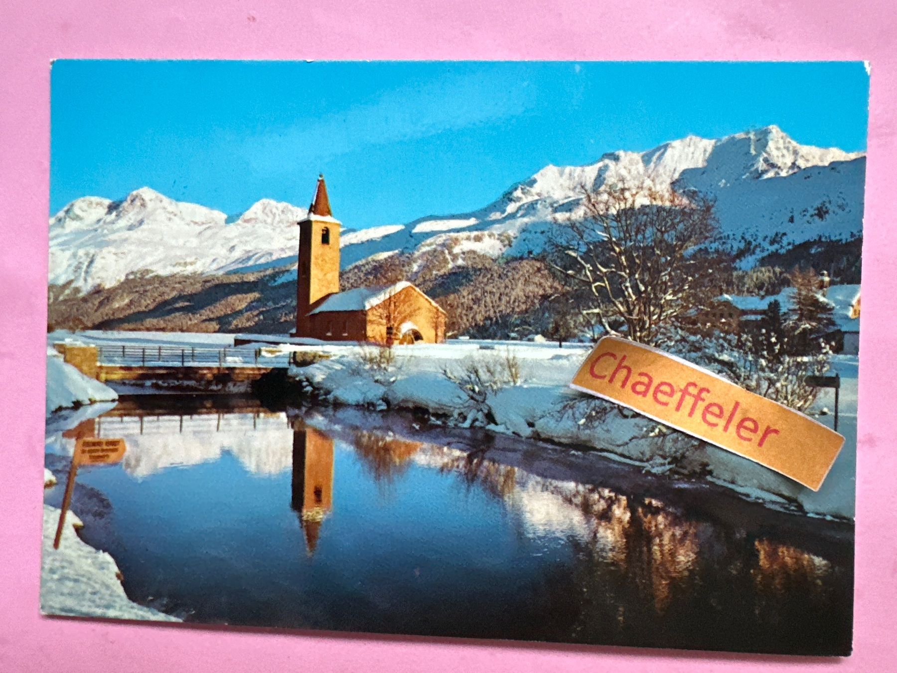 Cartoline postali: 1217 Sils Baselgia mit Piz Corvatsch – Usato da Zürich venduto da Chaeffeler