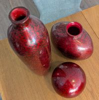Rote Herbst-Deko: 3er Set Vasen, Keramik, Top Zustand!