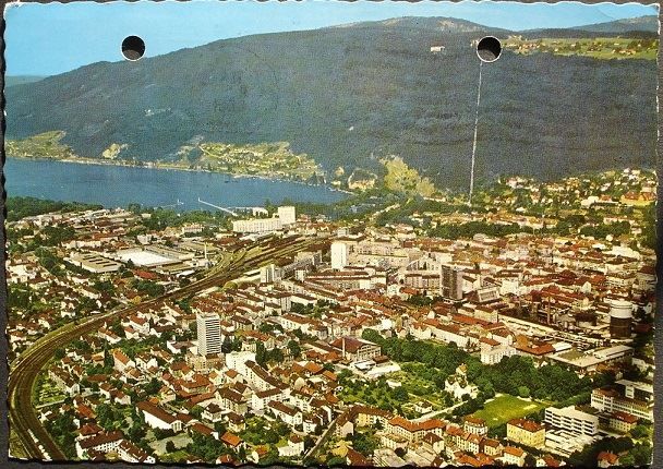 Cartoline postali: BIEL BIENNE Flugaufnahme – Usato da Jona venduto da philajona