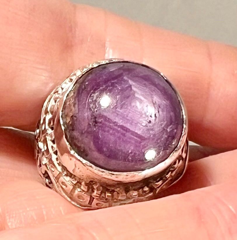 Ringe: Bague argent 925 avec rubis étoilé, doigt 56 – Gebraucht aus Genève von DELIRBEADS