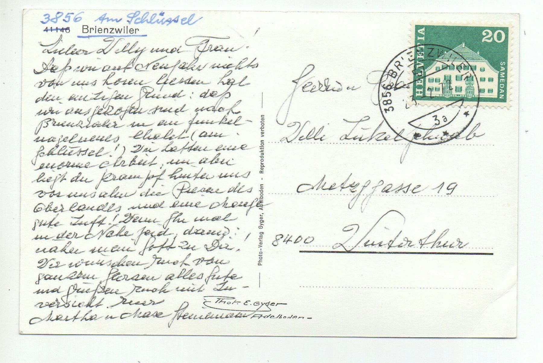 Cartoline postali: BRIENZWILER – Usato da Jona venduto da philajona 1
