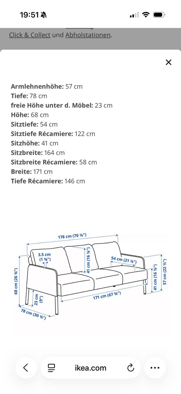 Ikea Divani: GLOSTAD 3er-Sofa mit Récamiere, Knisa dunkelgrau – Usato da Rümlang venduto da punktKim 4