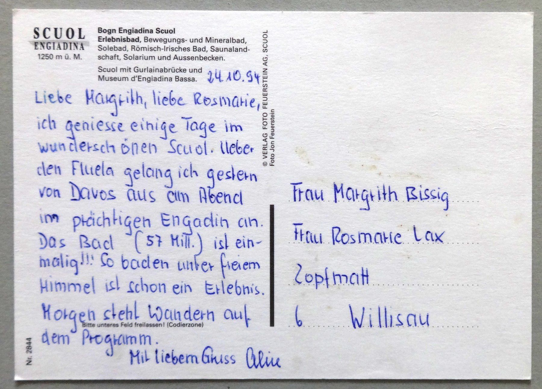 Cartoline postali: Bogn Engiadina Scuol, Erlebnisbad – Usato da Fétigny venduto da Billy2miny 1