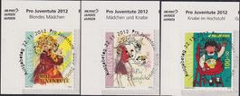 2012, J406B-408B, Bogenecken-Serie mit Ersttags-Vollstempel