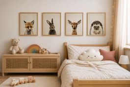 Kinderzimmer Deko Bilder: Fuchs, Hase, Reh, Igel, Waldtiere,