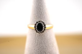 Goldring 14K mit Saphir und Diamanten