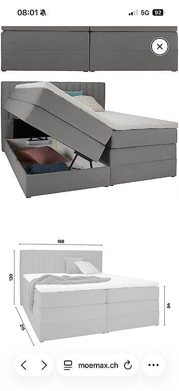Lits: Boxspringbett von Mömax – D'occasion à Basel par ila_8l6p 2