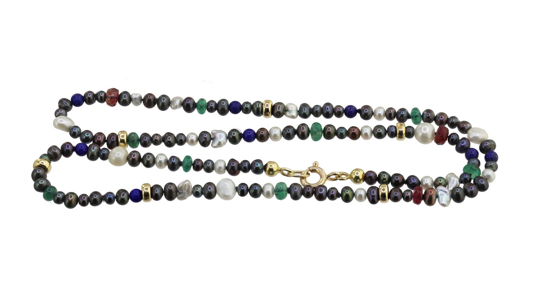 Catenine: Farbstein Perlen Halskette – Usato da Zürich venduto da Vintage-Jewellery 1