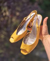 SCHUHE LEDER 40 PUMPS SLINGPUMPS OCKER TOLLER ABSATZ AB 1 CH