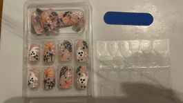 Halloween pressed on nails pumpkin ghost spider cute matte