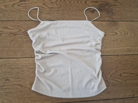 Sommerliches Ripp-Top mit Raffung, Gr. S, Beige, wie neu ☀️