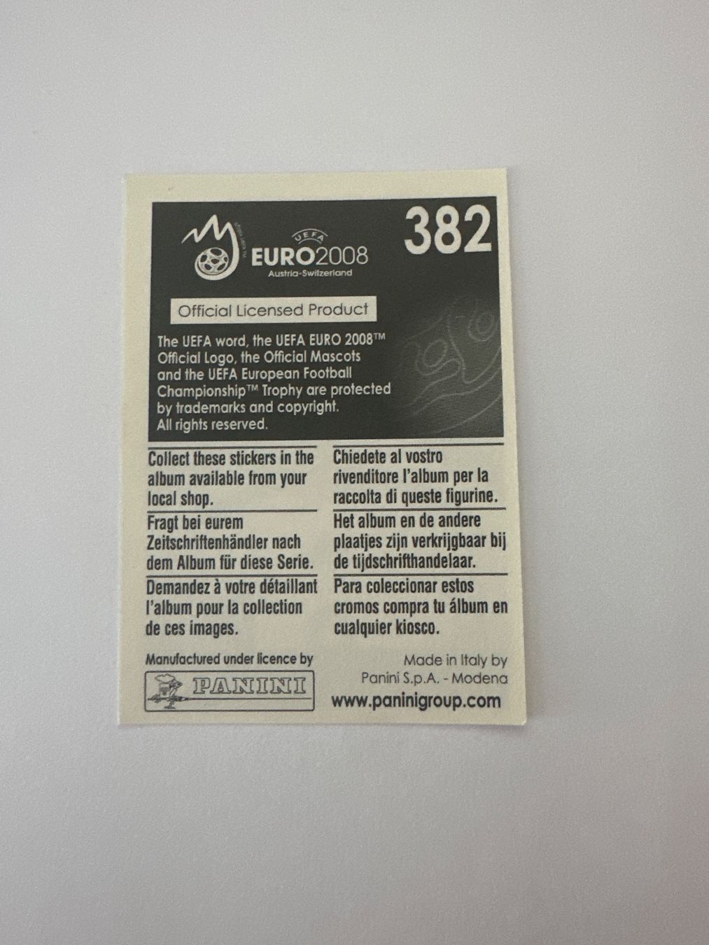 Panini Cartes à collectionner: Panini UEFA EM 2008 Sticker - Nr. 382 – D'occasion à Sulz AG par DealWerk 1