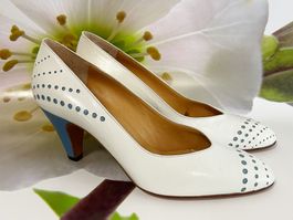 Pumps weiss 36 blaue Absätze Rossetti Italy VINTAGE 70s NOS
