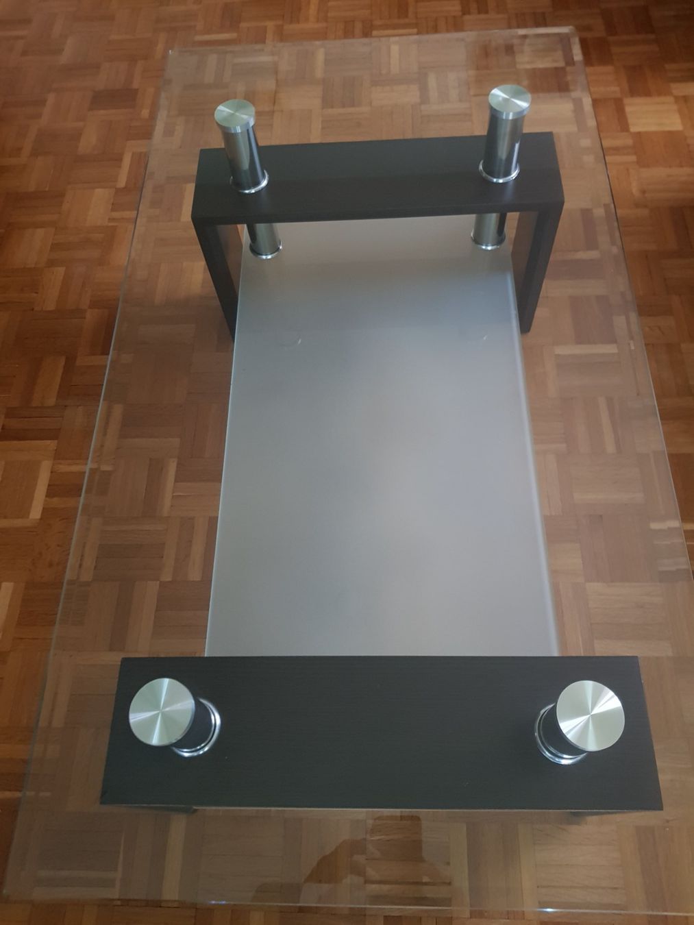 Conforama Tische: Moderner Glas-Couchtisch mit Ablage, Top Zustand! – Gebraucht aus Schlieren von Luibird 1