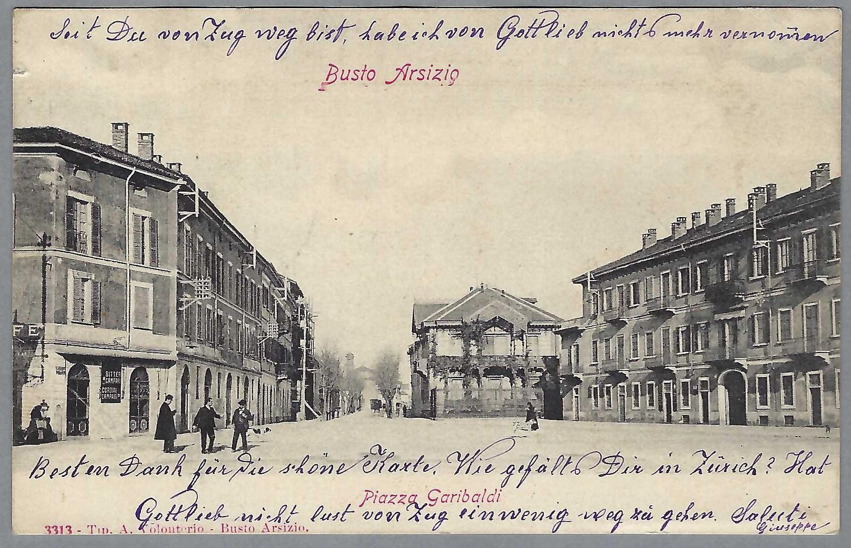 Cartoline postali: 1906,  BUSTO ARSIZIO, ANIMATA. – Usato da Pura venduto da ulisse1957