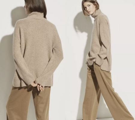 VINCE. Double Slit Fluffy Alpaca Blend MockNeck Turtleneck