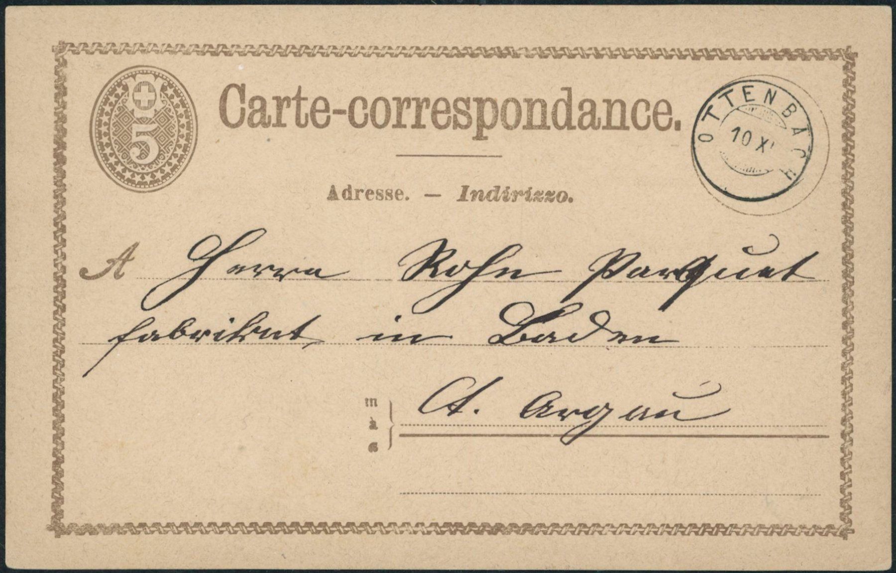 Tutti i francobolli: ZH Ottenbach - Zwergstempel - Karte – Usato da Schindellegi venduto da leecollect