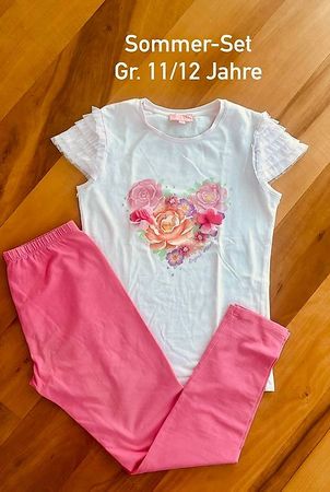 Mädchenkleider - T-Shirt mit Leggings Gr.146/152 Set