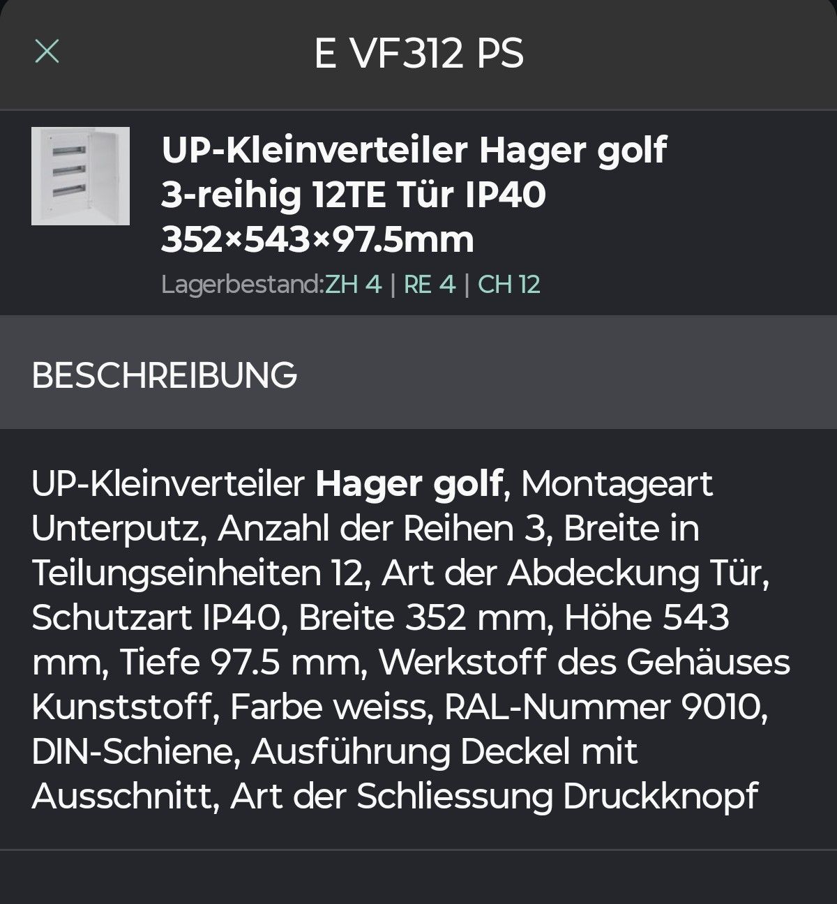 Hager Stromzufuhr: UP Kleinverteiler Hager Golf 3-reihig – Neu (gemäss Beschreibung) aus Volketswil von wrrhx 1