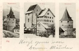 Zug   ZG   -  Kapuziner- & Pulverturm mit Burg    um 1901
