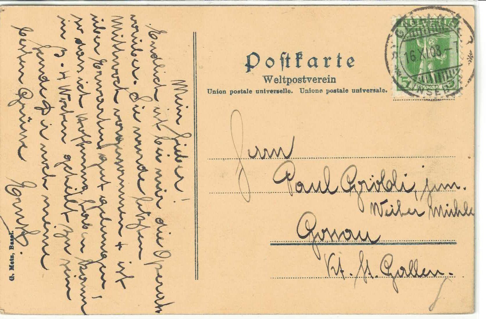 Cartoline postali: St. Gallen - Kloster Notkersegg – Usato da Ettingen venduto da Kartenplanet 1