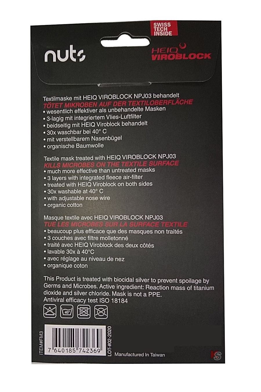 Protezione per viso e udito: Textilmaske Heiq Viroblock Kids Blau – Nuovo e nell'imballaggio originale da Wettingen venduto da kochshop 4