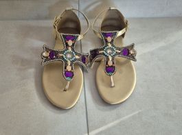 Glitzer Sandalen, goldig, Grösse 35.5, neuwertig