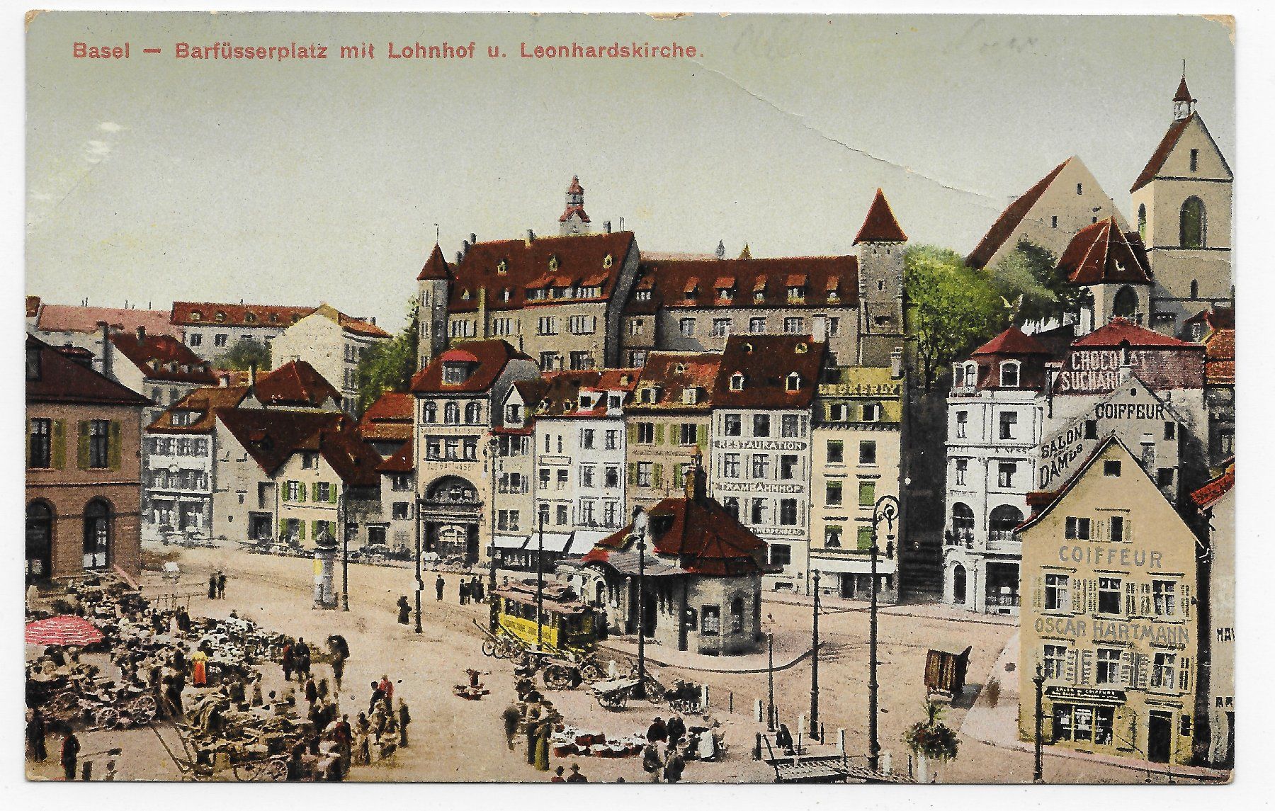 Cartoline postali: Basel - Barfüsserplatz mit Lohnhof & Leonardskirche – Usato da Hefenhofen venduto da Richsalz