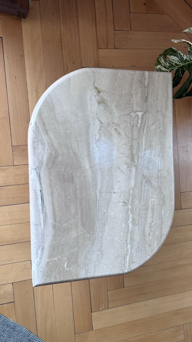 Tische: Vintage Postmodern Italian Travertine Coffee Table – Gebraucht aus Lugano von The_Botanists 1