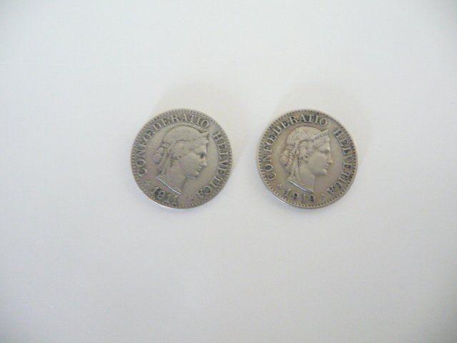 Tutti le monete: Schweizer Münzen 1911 / 1919  2x 10 Rappen – Usato da Kloten venduto da zimboida 1