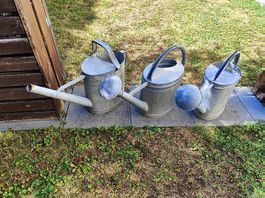 3x Vintage Zink-Giesskannen Set (2x 12L / 1x 10L)