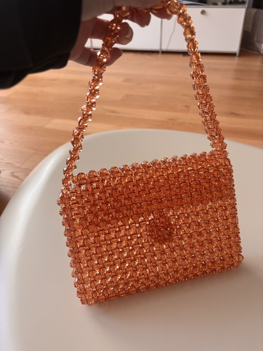 Taschen für Damen: Handmade Perlen-Handtasche, Orange/Braun – Neu (gemäss Beschreibung) aus Horgen von tha_h6cv 3