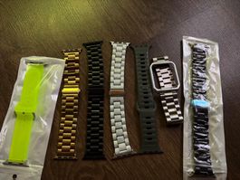 Armbänder für Apple Watch 7 Stk. Metall Silikon neu
