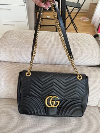 Gucci Marmont Tasche large schwarz Leder top Zustand