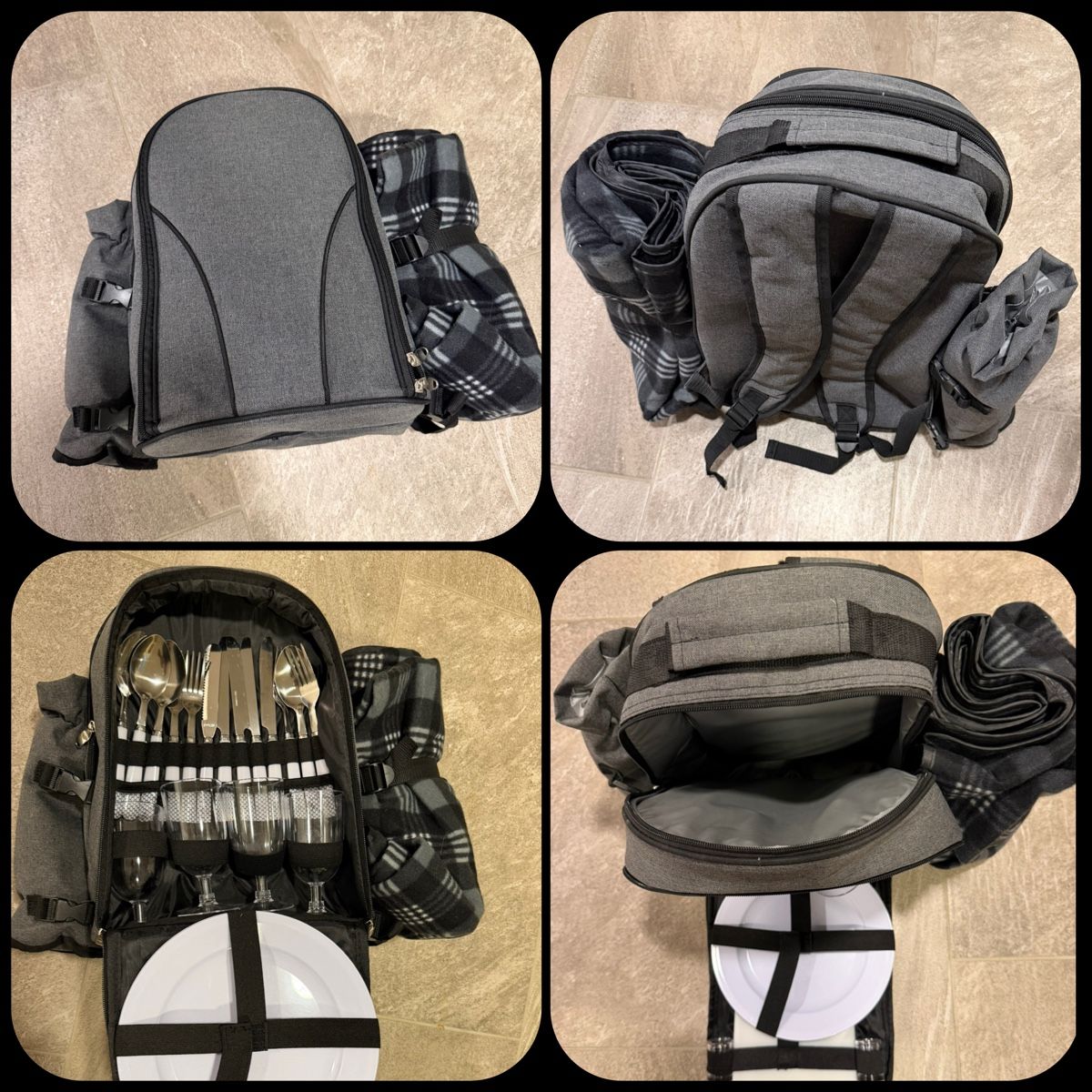 Geschirrsets: Picknickrucksack mit Decke und Geschirr grau – Gebraucht aus Hedingen von PabloEscobar-
