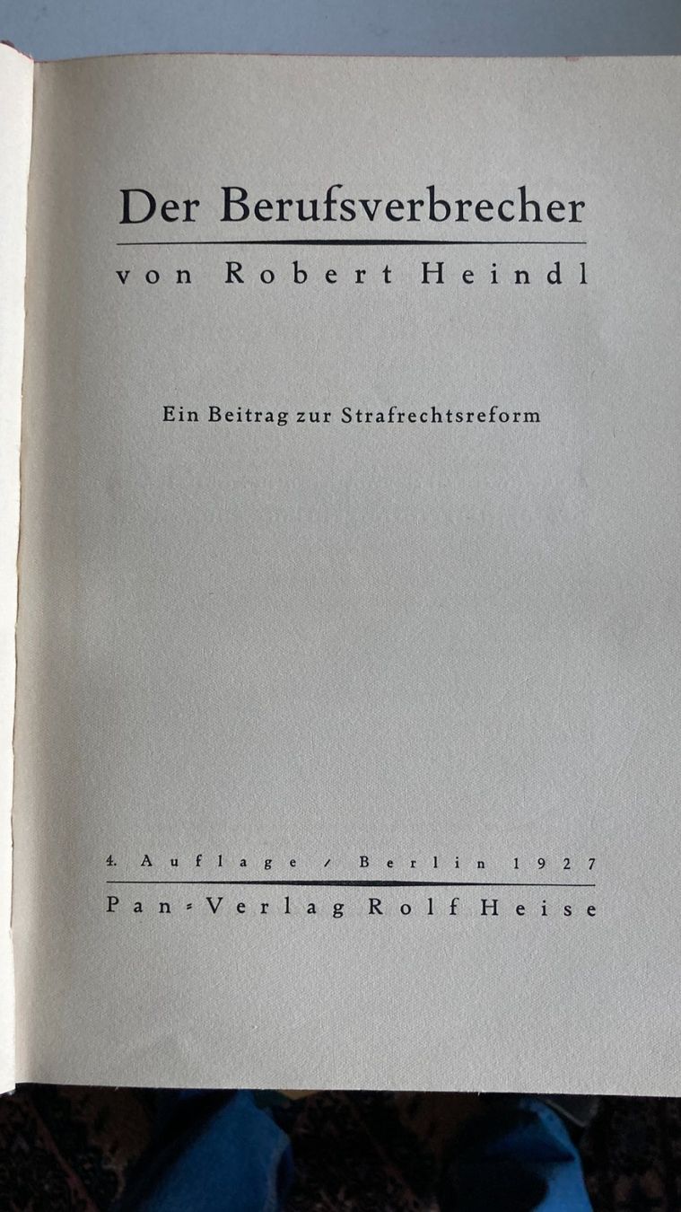 Libri: Antikes Buch "Der Berufsverbrecher", 1927, R. Heindl – Usato da Zwingen venduto da Hugom 2
