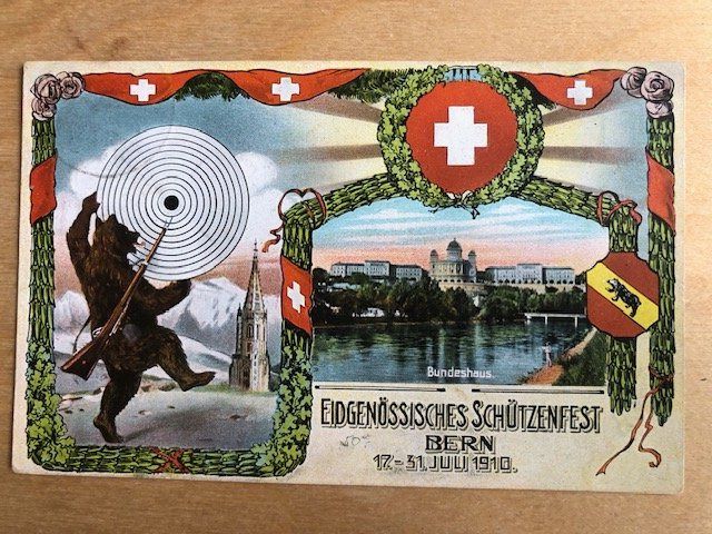 Ansichtskarten: Antike Postkarte, Eidgenössisches Schützefest Bern, 1910, – Gebraucht aus Basel von sar_9jj8
