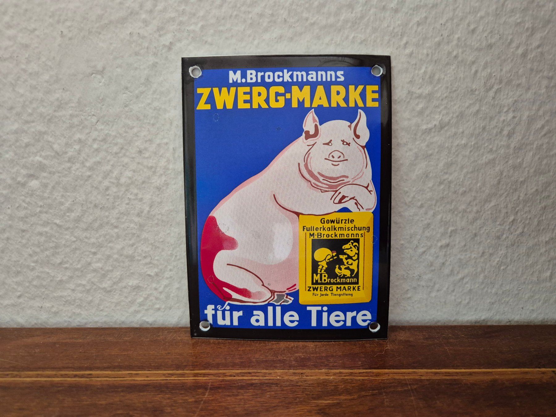 Insegne: Emailschild Brockmanns Futter Schwein Logo Emaille Schild – Nuovo (secondo la descrizione) da Schaffhausen venduto da pfanis09