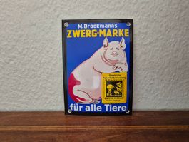 Emailschild Brockmanns Futter Schwein Logo Emaille Schild