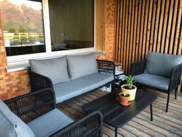 Gartenlounge Set 4-teilig grau-schwarz, guter Zustand